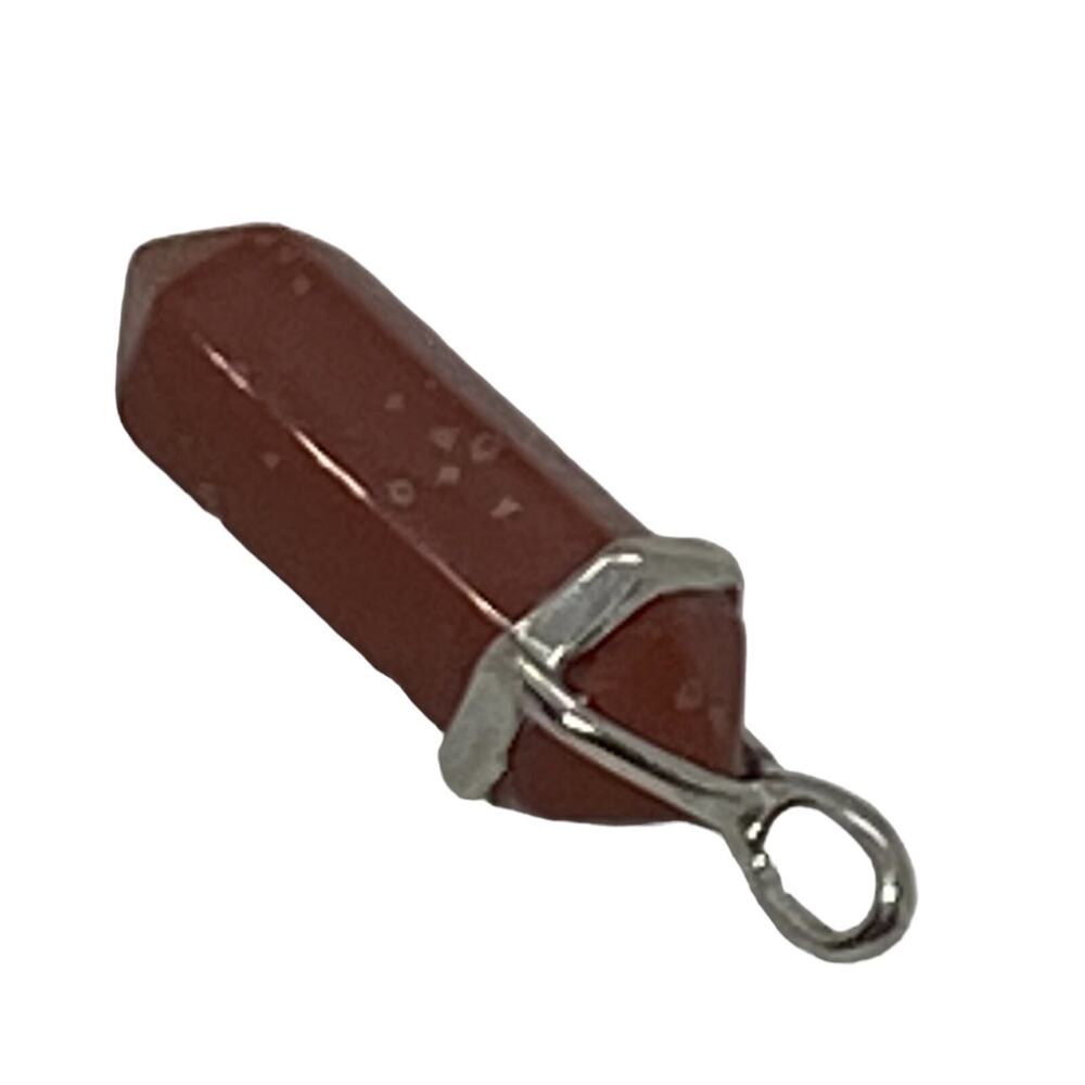 Crystal Quartz Gold Sand Pendant 1.75” Double Terminated Hexagonal Point Silver - Picture 3 of 16